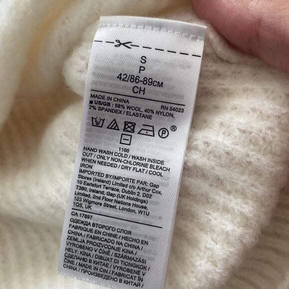 SOLD Banana Republic Aire Waffle Knit Wool Blend Sweater winter White Ivory Sz S - Picture 5 of 8